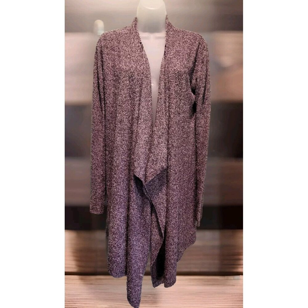 Barefoot Dreams Heathered Purple Bamboo Chic Lite Long Waterfall Cardigan Sz S/M